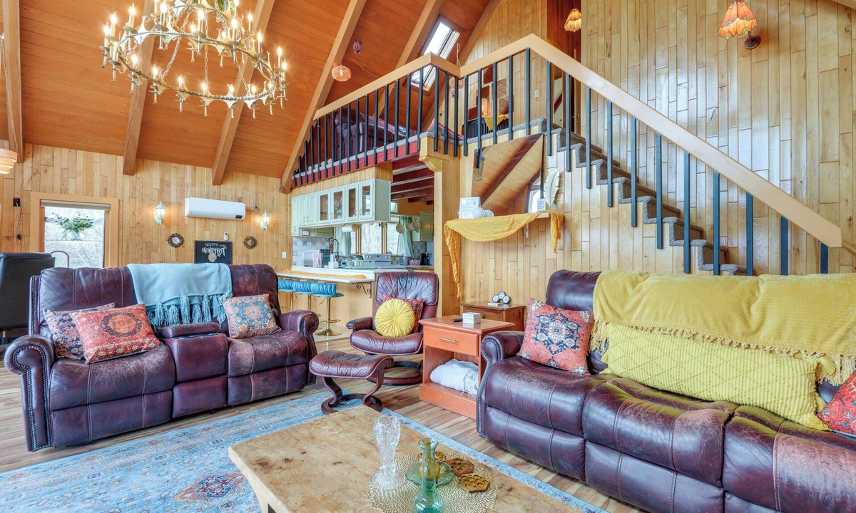 Vernon Apartment | Deck, Mountain Views: Colorful Retreat in Vernon!