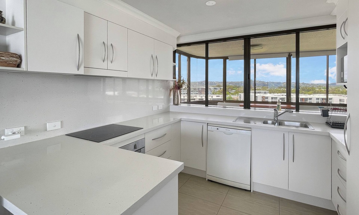 Maroochydore Apartment | Relaxing Escape: Pool, Tennis Court, Garden Terrace & Water Views