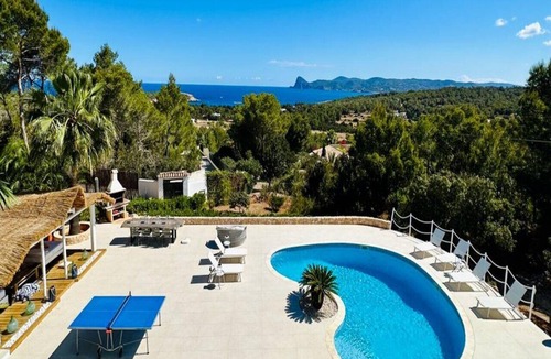 Cala Comte Villa | 5* villa. Superb sea view. Heated swimming pool. Beach 15 mins walk.