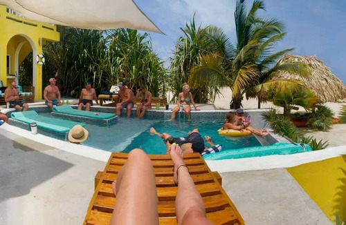 San Pedro Villa | Private Beachfront Villa 6BR Caribbean Beach Palapa Pool/Cook/Pier/Rooftop bar