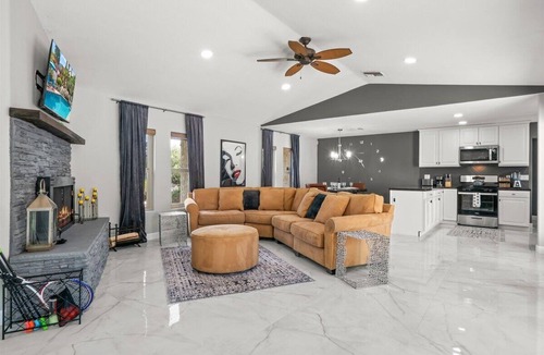 Chino Canyon House | Rockin Palms - Relax & Recharge: Elegant Design, Cozy Fire Pit & Poolside Bliss