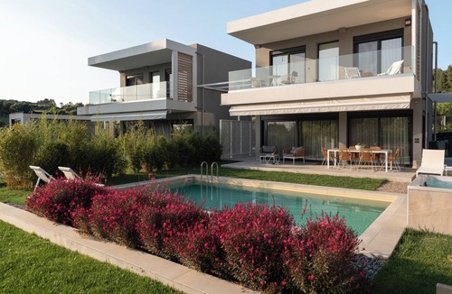 Neos Marmaras Villa | Sea view villa, 50mt from a sandy beach with private heated pool, spa, Gym etc